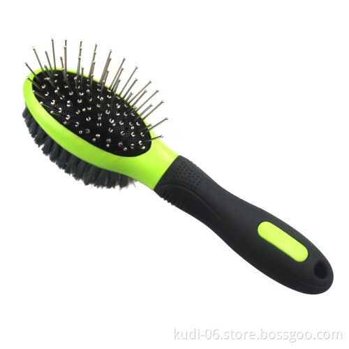 Double Sided Pet Cat Hair Grooming Pin and Bristle Combo Brush